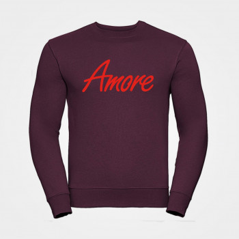 Weinrotes Amore Sweatshirt von Russel; Made in Neukölln