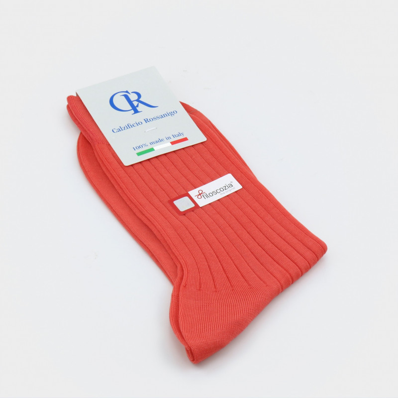 Socken aus Baumwolle (Filoscozia) von Calzificio Rossanigo, lachs Socken aus Baumwolle (Filoscozia) von Calzificio Rossanigo, lachs