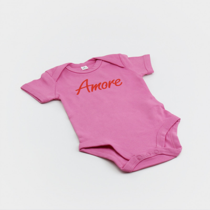 Amore Baby-Body pink aus 100% Baumwolle (bio), bedruckt in Neukölln