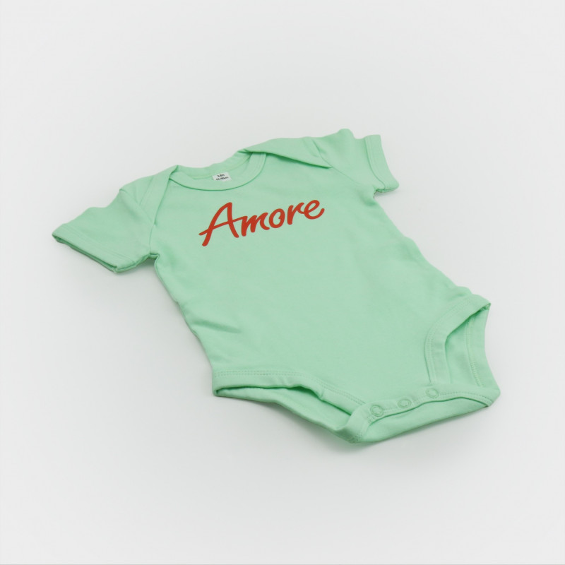 Amore Baby-Body mint aus 100% Baumwolle (bio), bedruckt in Neukölln