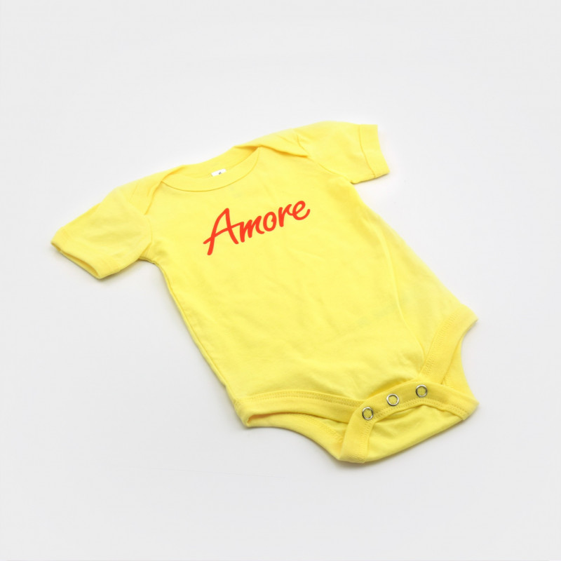 Amore Baby-Body gelb aus 100% Baumwolle (bio), bedruckt in Neukölln