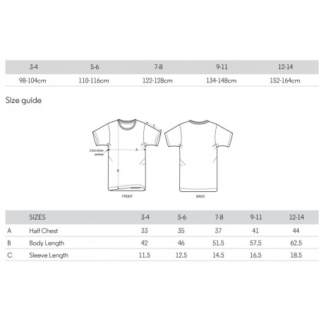 Größentabelle der Stanley/Stella Mini-Creator T-Shirts