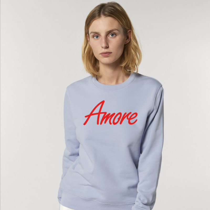 Organic Amore-Sweatshirt, serene blue, designed in Berlin Neukölln