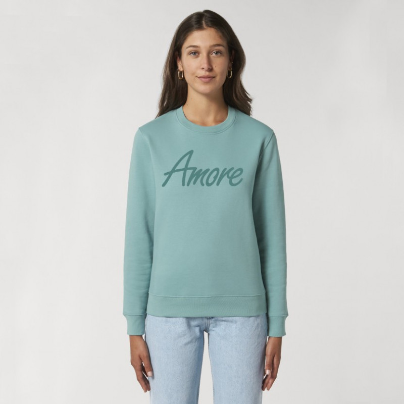 Organic Amore-Sweatshirt (unisex) teal monstera Organic Amore-Sweatshirt (unisex) teal monstera