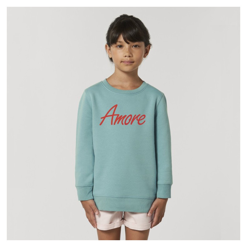 Organic Amore-Sweatshirt für Kinder, teal monstera Organic Amore-Sweatshirt für Kinder, teal monstera
