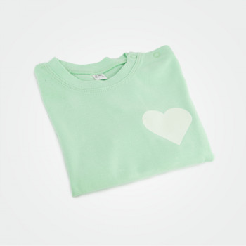 Organic Kinder T-Shirt mit Herz, mint (glow)