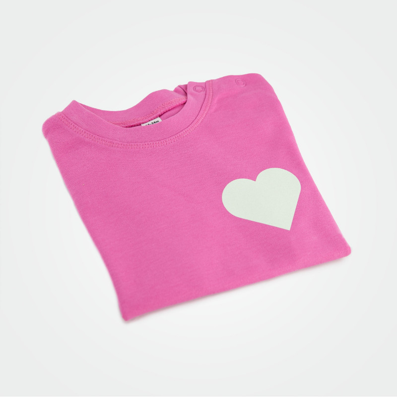 Organic Kinder T-Shirt mit Herz, pink (glow) Organic Kinder T-Shirt mit Herz, pink (glow)