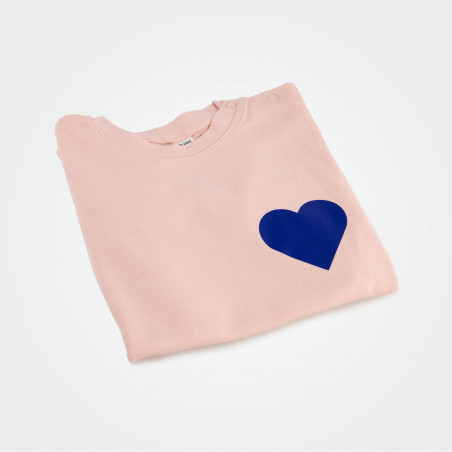 Organic Kinder T-Shirt mit Herz, rosa
