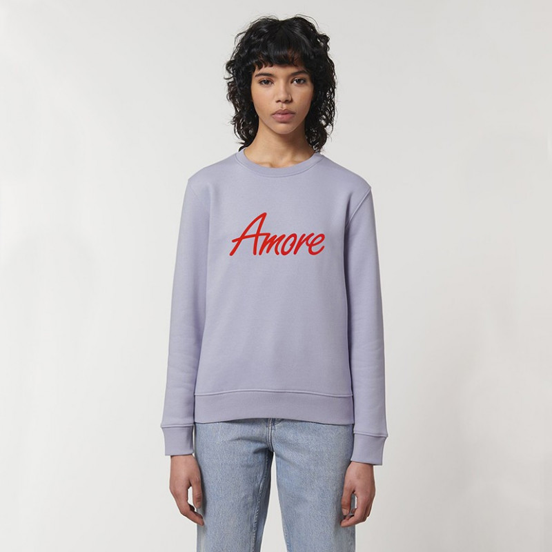 Amore-Sweatshirt, lavendel, unisex, designed in Berlin Neukölln