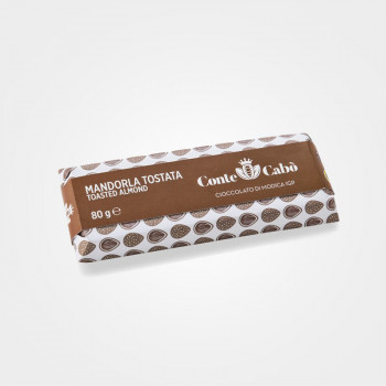 Vegane Schokolade mit geröstetetn Mandeln von Conte Cabò aus Modica IGP