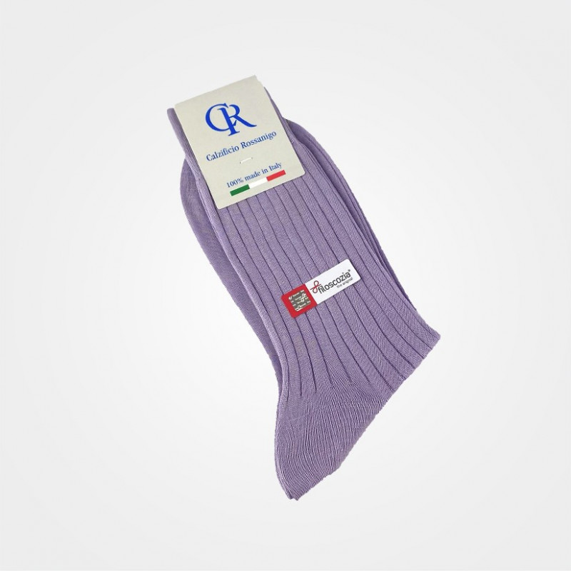 Socken aus Filoscozia Baumwolle von Calzificio Rossanigo, lilla