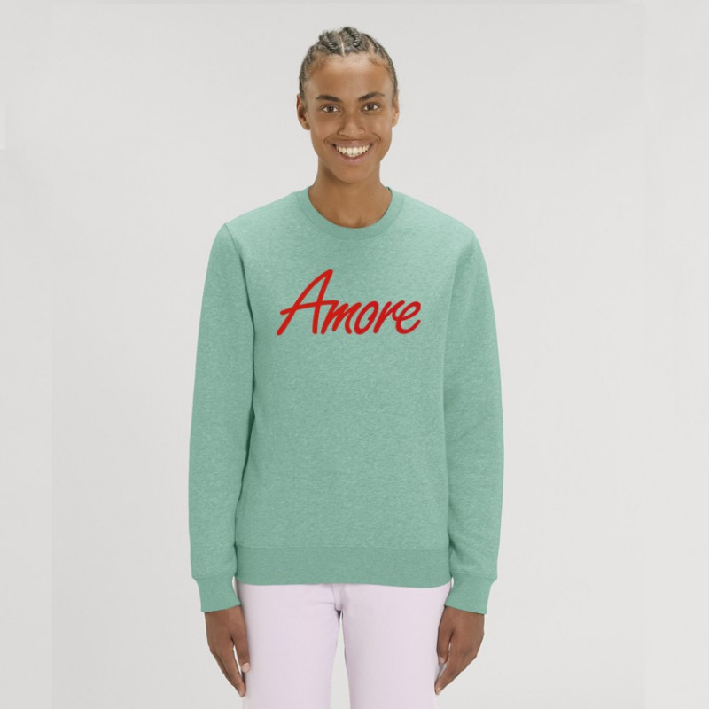 Amore-Sweatshirt, mid heather green, unisex, designed in Berlin
