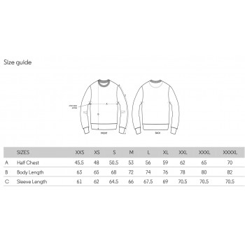 Größentabelle der Stanley/Stella Sweatshirts