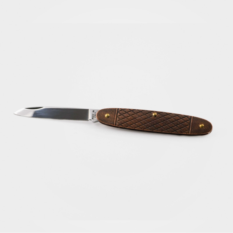 Messer von Maserin; Modell: TEMPERINO 175 „Kupfer“, aufgeklappt Messer von Maserin; Modell: TEMPERINO 175 „Kupfer“, aufgeklappt
