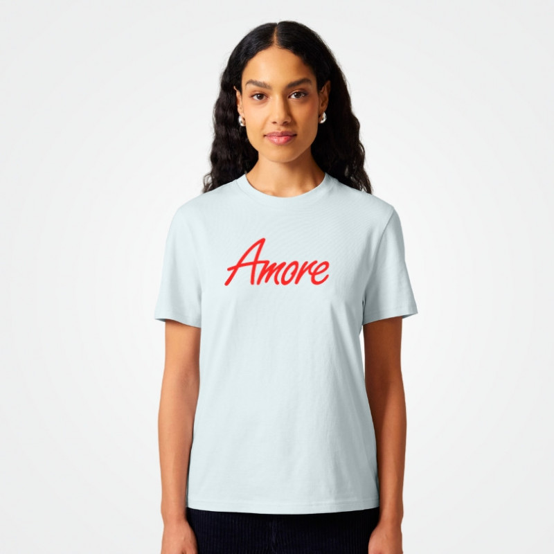 Organic Amore T-Shirt, blue ice, Printed in Berlin