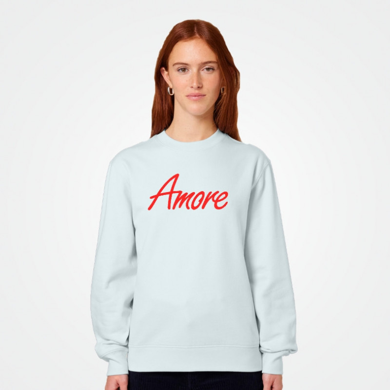 Amore-Sweatshirt von Stanley Stella in blue ice, bedruckt in Berlin