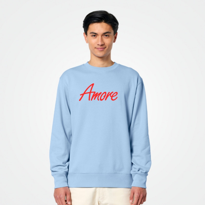 Amore-Sweatshirt von Stanley Stella in blue soul, bedruckt in Berlin