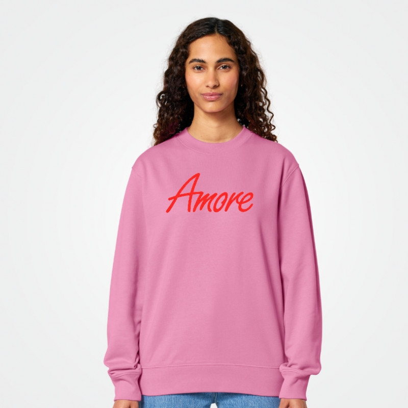 Amore-Sweatshirt von Stanley Stella in bubble pink, bedruckt in Berlin