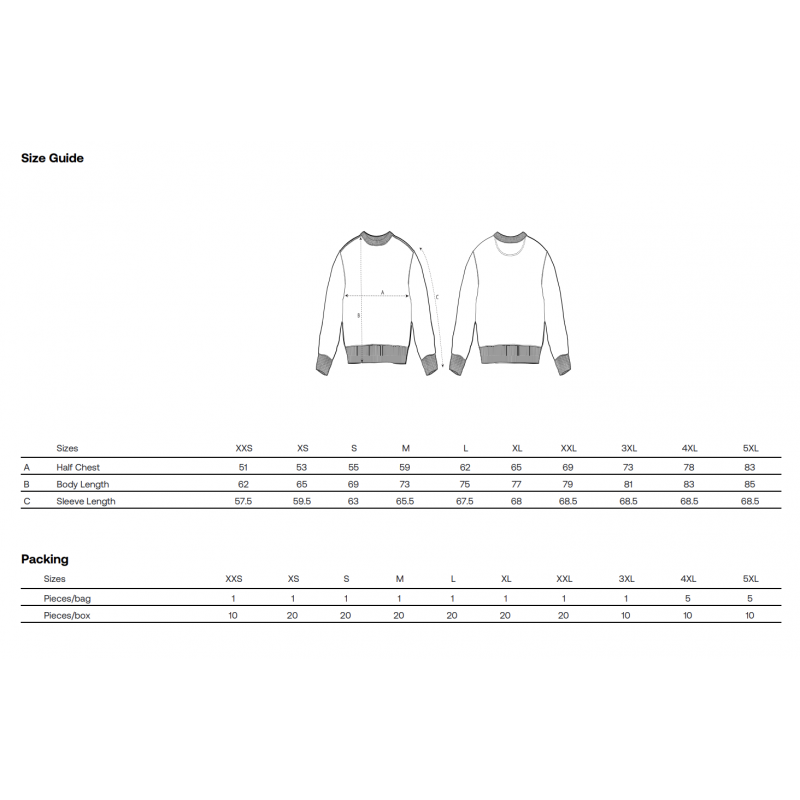 Größentabelle der Stanley/Stella Sweatshirts Größentabelle der Stanley/Stella Sweatshirts