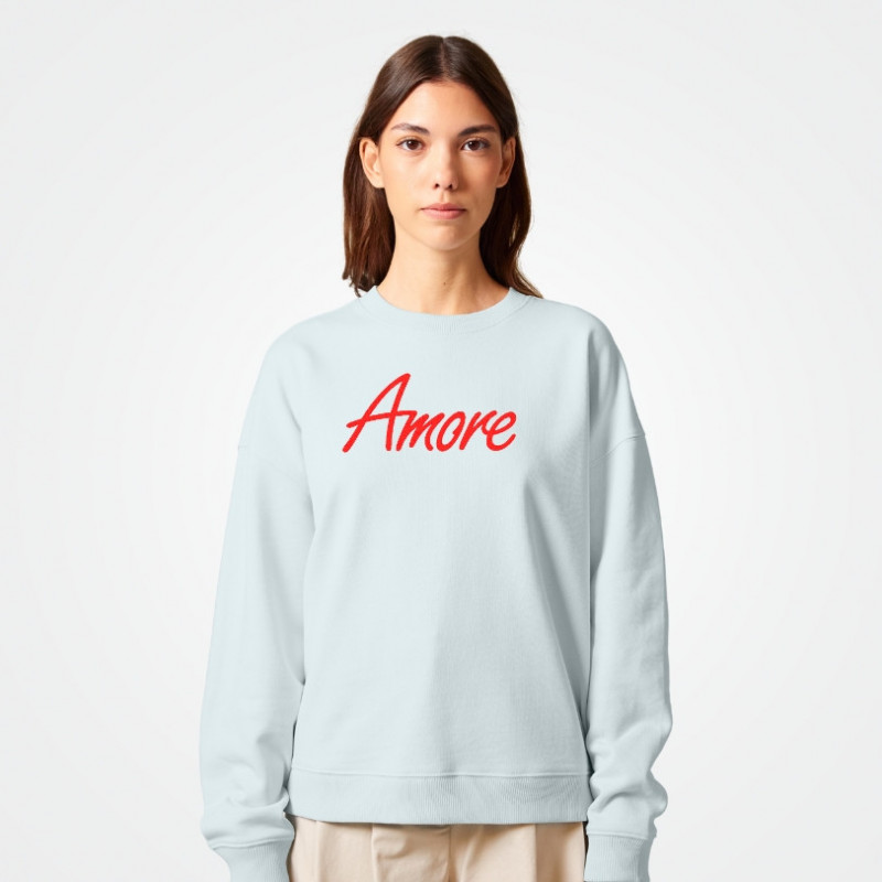 Amore-Sweatshirt von Stanley Stella in blue ice, bedruckt in Berlin