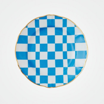 Bitossi Teller„Indovino“, blau-weiß kariert