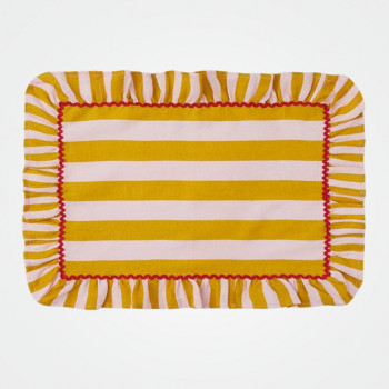 Gestreifte Serviette mit Rüschen von Bitossi (37x53cm), rosa-gelb