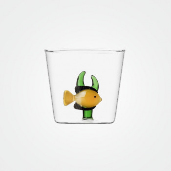 Glas „Marine Garden“ mit gelbem Fisch von Ichendorf Milano