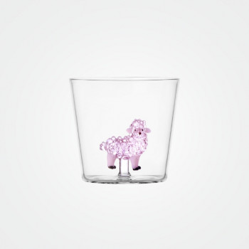 Glas „Animal Farm“ mit pinkem Schaf von Ichendorf Milano