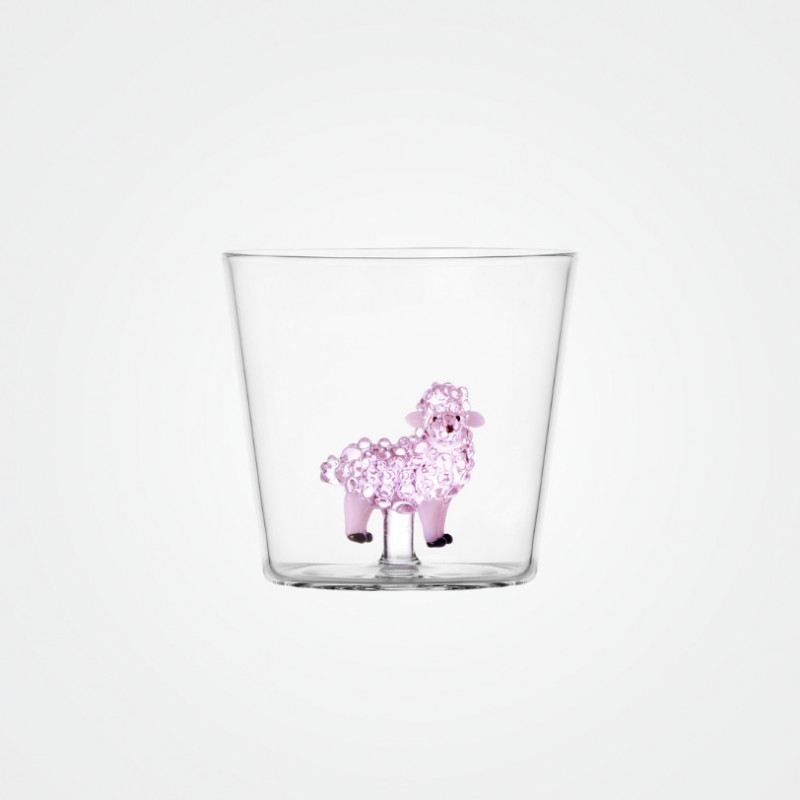 Glas „Animal Farm“ mit pinkem Schaf von Ichendorf Milano