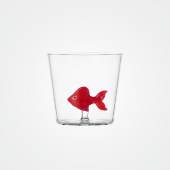 Glas „Animal Farm“ mit rotem Fisch von Ichendorf Milano
