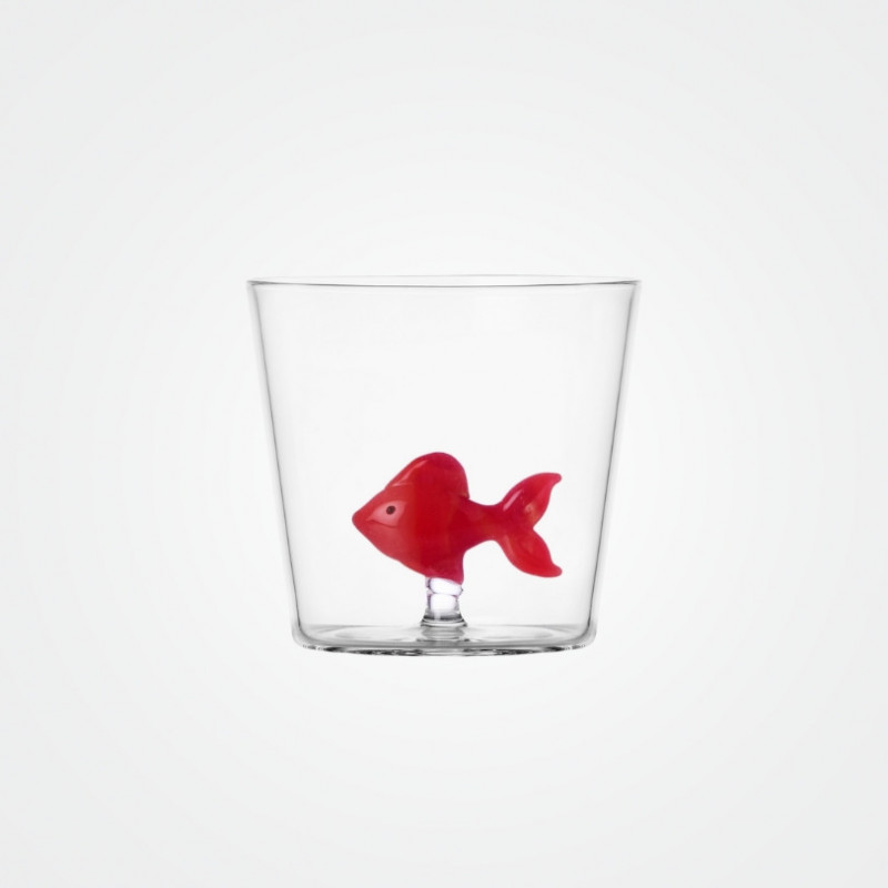 Glas „Animal Farm“ mit rotem Fisch von Ichendorf Milano
