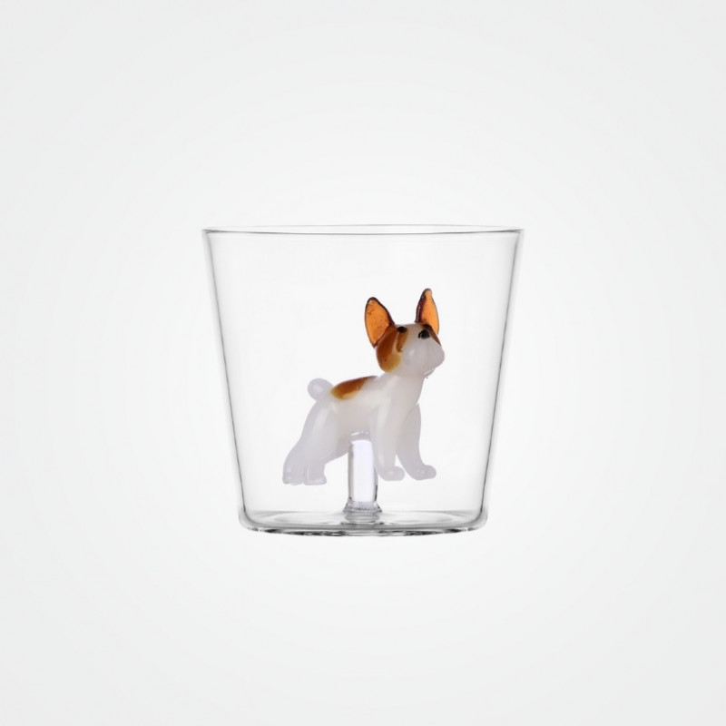 Glas „Dogs“ mit französischer Bulldogge von Ichendorf Milano