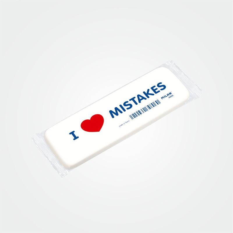 Radiergummi „I LOVE MISTAKES“ von Milan